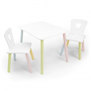 Детский комплект стол и два стула «Корона» Rolti Baby (белый/цветной, массив березы/мдф) в Ижевске - izhevsk.ok-mebel.com | фото