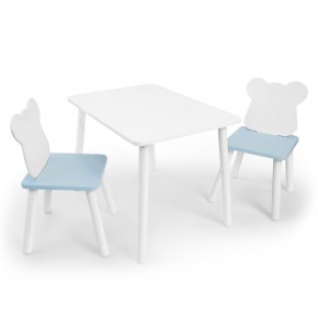 Детский комплект стол и два стула «Мишка» Rolti Baby (белый/голубой, массив березы/мдф) в Ижевске - izhevsk.ok-mebel.com | фото