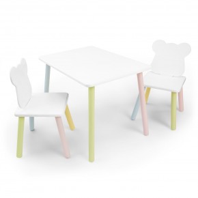 Детский комплект стол и два стула «Мишка» Rolti Baby (белый/цветной, массив березы/мдф) в Ижевске - izhevsk.ok-mebel.com | фото