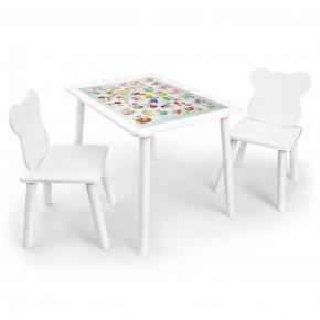 Детский комплект стол и два стула Мишка Rolti Baby с накладкой Алфавит (белая столешница/белое сиденье/белые ножки) в Ижевске - izhevsk.ok-mebel.com | фото 1