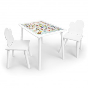 Детский комплект стол и два стула Облачко Rolti Baby с накладкой Алфавит (белая столешница/белое сиденье/белые ножки) в Ижевске - izhevsk.ok-mebel.com | фото