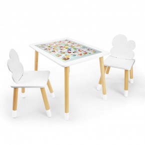 Детский комплект стол и два стула Облачко Rolti Baby с накладкой Алфавит (белая столешница/белое сиденье/береза ножки) в Ижевске - izhevsk.ok-mebel.com | фото 1