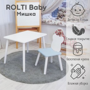 Детский комплект стол и стул «Мишка» Rolti Baby  (голубая столешница/голубое сиденье/белые ножки) в Ижевске - izhevsk.ok-mebel.com | фото