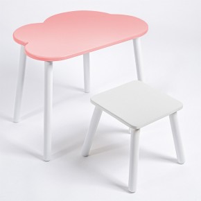 Детский комплект стол ОБЛАЧКО  и табурет Rolti Baby (розовая столешница/белое сиденье/белые ножки) в Ижевске - izhevsk.ok-mebel.com | фото