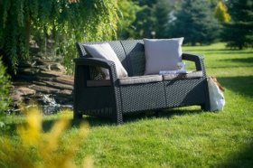 Диван пластиковый Корфу (Corfu love seat) графит в Ижевске - izhevsk.ok-mebel.com | фото 2