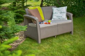 Диван пластиковый Корфу (Corfu love seat) капучино - песок в Ижевске - izhevsk.ok-mebel.com | фото 2