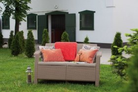 Диван пластиковый Корфу (Corfu love seat) капучино - песок в Ижевске - izhevsk.ok-mebel.com | фото 3