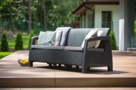 Диван пластиковый Корфу Макс (Corfu love seat max) графит в Ижевске - izhevsk.ok-mebel.com | фото 3