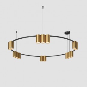 DK4067-BK+SG Подвесной светильник ORBIT, IP20, 15xGU10 LED, до 15 Вт, черный + сатинированное золото, алюминий в Ижевске - izhevsk.ok-mebel.com | фото