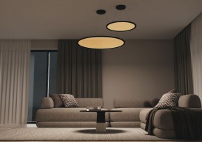 DK6616-BK Подвесной горизонтальный светильник Veil со светодиодом H900 d600 220V 48W 3000-6000K IP20 черный алюминий в Ижевске - izhevsk.ok-mebel.com | фото 5