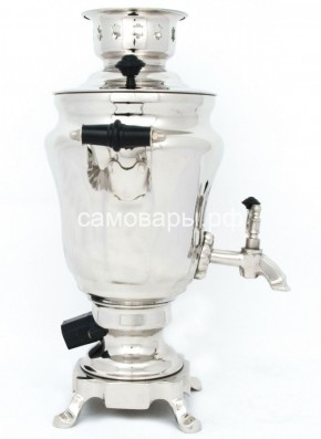 Электрический самовар из латуни никелированный на 1,5 литра форма "Тюльпан" с защитой от выкипания в Ижевске - izhevsk.ok-mebel.com | фото 3