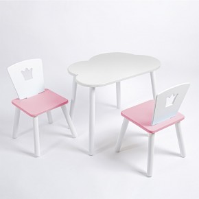 Комплект детский стол ОБЛАЧКО и два стула КОРОНА ROLTI Baby (белая столешница/розовое сиденье/белые ножки) в Ижевске - izhevsk.ok-mebel.com | фото