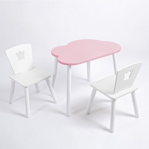 Комплект детский стол ОБЛАЧКО и два стула КОРОНА ROLTI Baby (розовая столешница/белое сиденье/белые ножки) в Ижевске - izhevsk.ok-mebel.com | фото