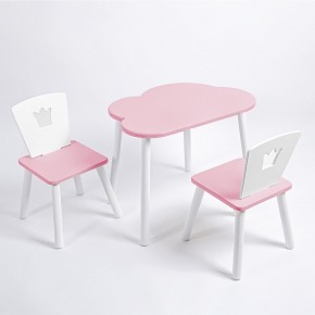 Комплект детский стол ОБЛАЧКО и два стула КОРОНА ROLTI Baby (розовая столешница/розовое сиденье/белые ножки) в Ижевске - izhevsk.ok-mebel.com | фото