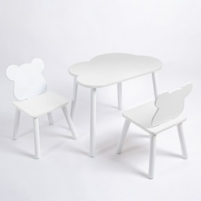Комплект детский стол ОБЛАЧКО и два стула МИШКА ROLTI Baby (белая столешница/белое сиденье/белые ножки) в Ижевске - izhevsk.ok-mebel.com | фото