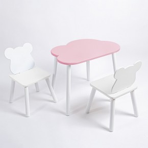 Комплект детский стол ОБЛАЧКО и два стула МИШКА ROLTI Baby (розовый столешница/белое сиденье/белые ножки) в Ижевске - izhevsk.ok-mebel.com | фото