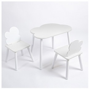 Комплект детский стол ОБЛАЧКО и два стула ОБЛАЧКО ROLTI Baby (белая столешница/белое сиденье/белые ножки) в Ижевске - izhevsk.ok-mebel.com | фото