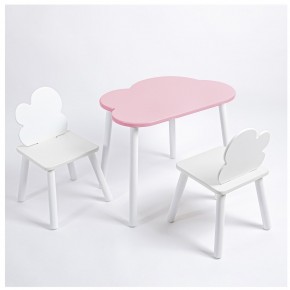 Комплект детский стол ОБЛАЧКО и два стула ОБЛАЧКО ROLTI Baby (розовая столешница/белое сиденье/белые ножки) в Ижевске - izhevsk.ok-mebel.com | фото