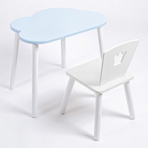 Комплект детский стол ОБЛАЧКО и стул КОРОНА ROLTI Baby (голубая  столешница/белое сиденье/белые ножки) в Ижевске - izhevsk.ok-mebel.com | фото