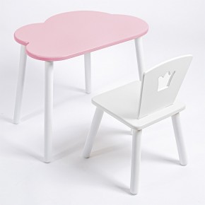 Комплект детский стол ОБЛАЧКО и стул КОРОНА ROLTI Baby (розовая столешница/белое сиденье/белые ножки) в Ижевске - izhevsk.ok-mebel.com | фото