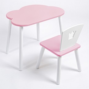 Комплект детский стол ОБЛАЧКО и стул КОРОНА ROLTI Baby (розовая столешница/розовое сиденье/белые ножки) в Ижевске - izhevsk.ok-mebel.com | фото