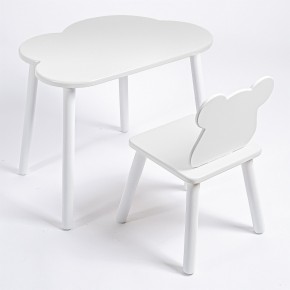 Комплект детский стол ОБЛАЧКО и стул МИШКА ROLTI Baby (белая столешница/белое сиденье/белые ножки) в Ижевске - izhevsk.ok-mebel.com | фото