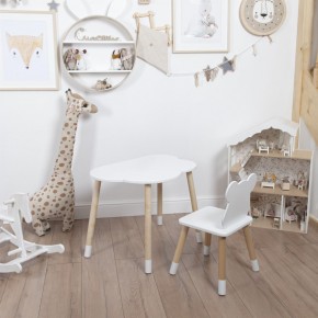 Комплект детский стол ОБЛАЧКО и стул МИШКА ROLTI Baby (белая столешница/белое сиденье/береза ножки) в Ижевске - izhevsk.ok-mebel.com | фото