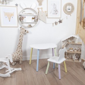 Комплект детский стол ОБЛАЧКО и стул МИШКА ROLTI Baby (белая столешница/белое сиденье/цветные ножки) в Ижевске - izhevsk.ok-mebel.com | фото