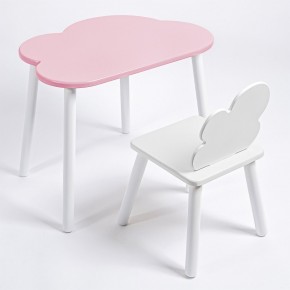 Комплект детский стол ОБЛАЧКО и стул ОБЛАЧКО ROLTI Baby (розовая столешница/белое сиденье/белые ножки) в Ижевске - izhevsk.ok-mebel.com | фото
