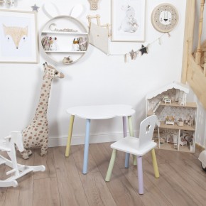 Комплект детский стол ОБЛАЧКО и стул ЗВЕЗДА ROLTI Baby (белая столешница/белое сиденье/цветные ножки) в Ижевске - izhevsk.ok-mebel.com | фото