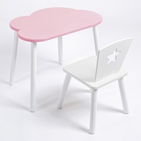 Комплект детский стол ОБЛАЧКО и стул ЗВЕЗДА ROLTI Baby (розовая столешница/белое сиденье/белые ножки) в Ижевске - izhevsk.ok-mebel.com | фото