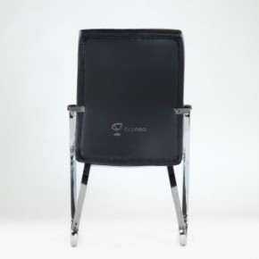 Кресло Barneo K-25 для посетителей и переговорных (хром, черная экокожа) в Ижевске - izhevsk.ok-mebel.com | фото 3