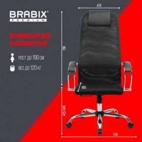 Кресло BRABIX PREMIUM "Ultimate EX-800" хром, плотная двойная сетка Х2, черное, 532911 в Ижевске - izhevsk.ok-mebel.com | фото 6