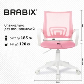 Кресло BRABIX "Fly MG-396W", с подлокотниками, пластик белый, сетка, розовое, 533008 в Ижевске - izhevsk.ok-mebel.com | фото 5