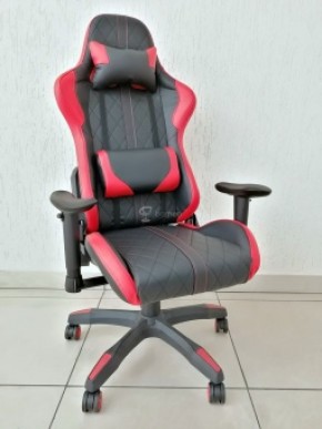 Кресло геймерское Barneo K-52 (черная экокожа красные вставки) в Ижевске - izhevsk.ok-mebel.com | фото