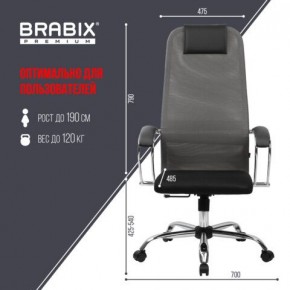Кресло офисное BRABIX PREMIUM "Ultimate EX-800" хром, плотная двойная сетка Х2, черное/серое, 532912 в Ижевске - izhevsk.ok-mebel.com | фото 3