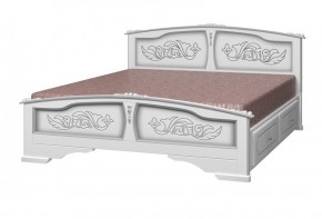 ЕЛЕНА Кровать из массива 1600 (Белый жемчуг) с 2-мя ящиками в Ижевске - izhevsk.ok-mebel.com | фото