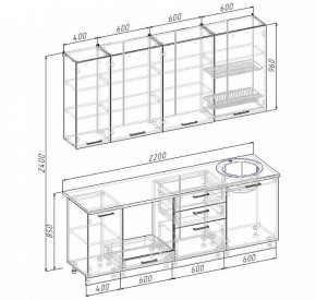 Кухонный гарнитур Антрацит 2200 (Стол. 26мм) в Ижевске - izhevsk.ok-mebel.com | фото 3