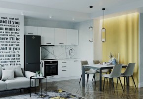 Кухонный гарнитур Белый Глянец 2550 (Стол. 38мм) в Ижевске - izhevsk.ok-mebel.com | фото