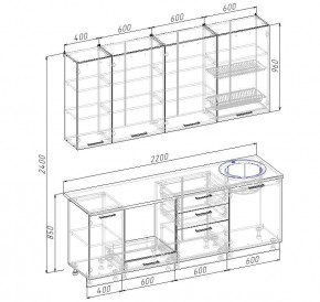 Кухонный гарнитур Капри 2200 h950 (Стол. 26мм) в Ижевске - izhevsk.ok-mebel.com | фото 2