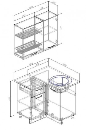 Кухонный гарнитур угловой Лада 1000х1000 (Стол. 38мм) в Ижевске - izhevsk.ok-mebel.com | фото 2