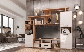 МИНИ-2 Гостиная (МДФ) Белый глянец/Дуб Крафт в Ижевске - izhevsk.ok-mebel.com | фото