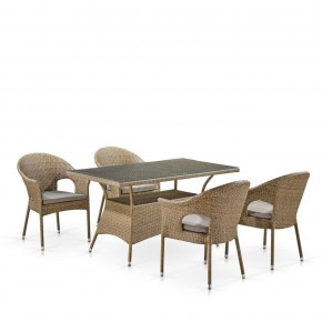 Обеденный комплект плетеной мебели T198B/Y79B-W56 Light Brown (4+1) в Ижевске - izhevsk.ok-mebel.com | фото