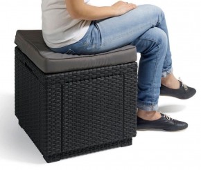 Пуфик Куб с подушкой (Cube with cushion) коричневый - серо-бежевый* в Ижевске - izhevsk.ok-mebel.com | фото 2