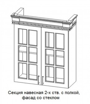 Секция навесная 2-х ств. с полкой "Верона", фасад со стеклом (800) в Ижевске - izhevsk.ok-mebel.com | фото
