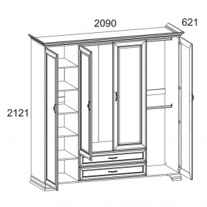 Шкаф 4D2S Z, TIFFANY, цвет вудлайн кремовый в Ижевске - izhevsk.ok-mebel.com | фото