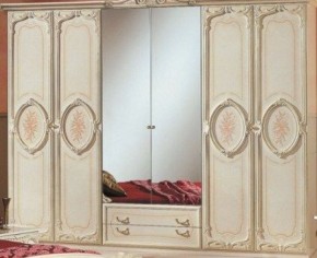 Шкаф 6-и дверный с зеркалами (01.146) Роза (беж) в Ижевске - izhevsk.ok-mebel.com | фото