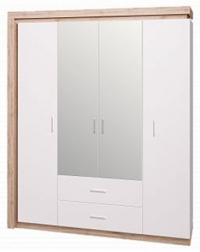 Шкаф для одежды с ящиками 4-х створчатый с зеркалом Люмен 16 в Ижевске - izhevsk.ok-mebel.com | фото