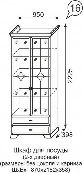Шкаф для посуды 2-х дверный Венеция 16 бодега в Ижевске - izhevsk.ok-mebel.com | фото 3