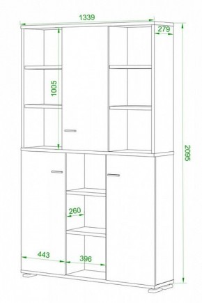 Шкаф книжный Домино ПУ-40-3 в Ижевске - izhevsk.ok-mebel.com | фото 2